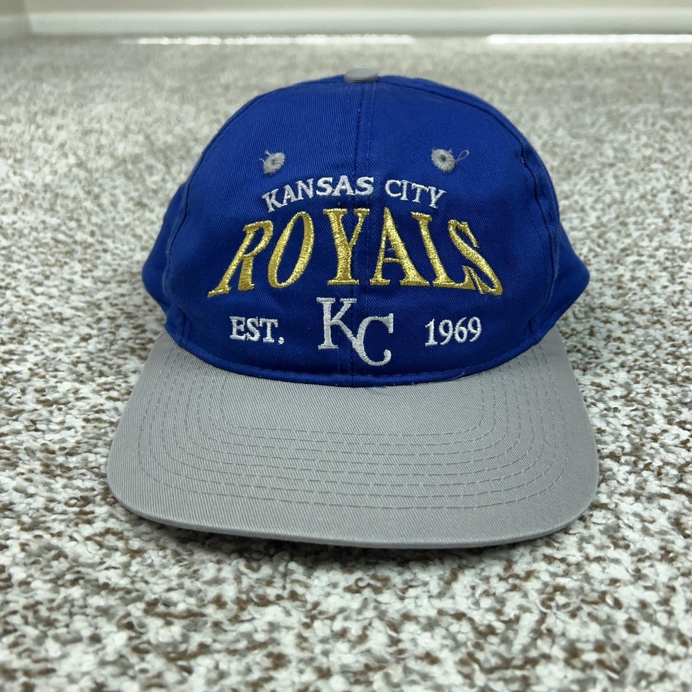 Vintage Kansas City Royals Mens Hat Snapback Blue Gray Baseball Cap MLB One Size